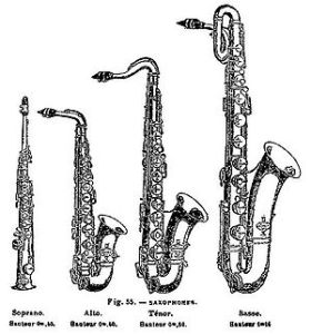 De izquierda a derecha: Saxo Soprano, Alto, Tenor y Barítono.