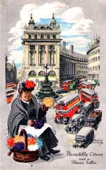 Happy London: Piccadilly Circus y vendedora de flores. Por helen Mckiby.
